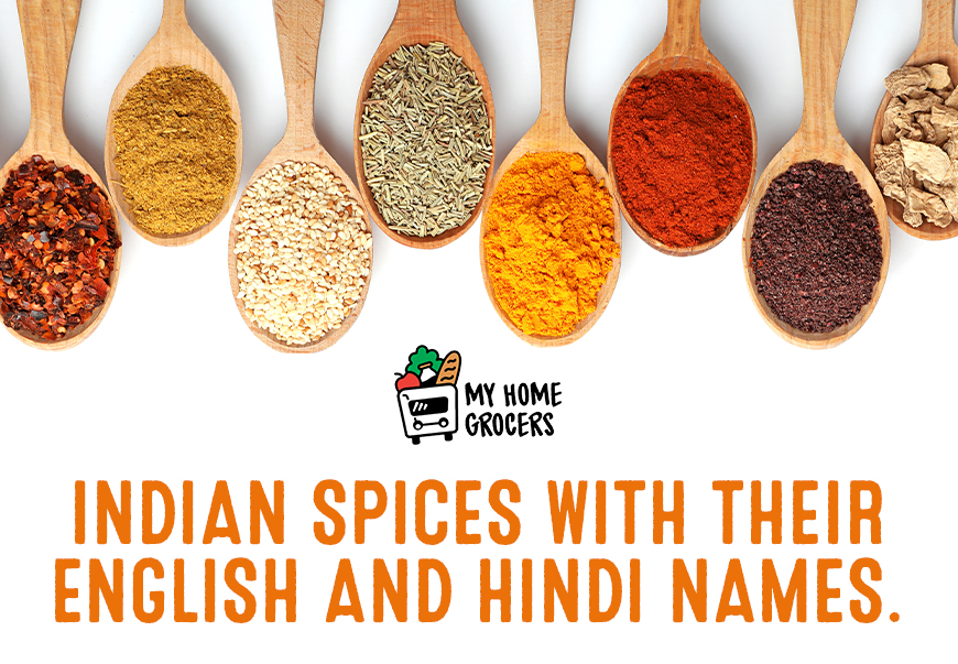 Indian Spices with Their English and Hindi Names